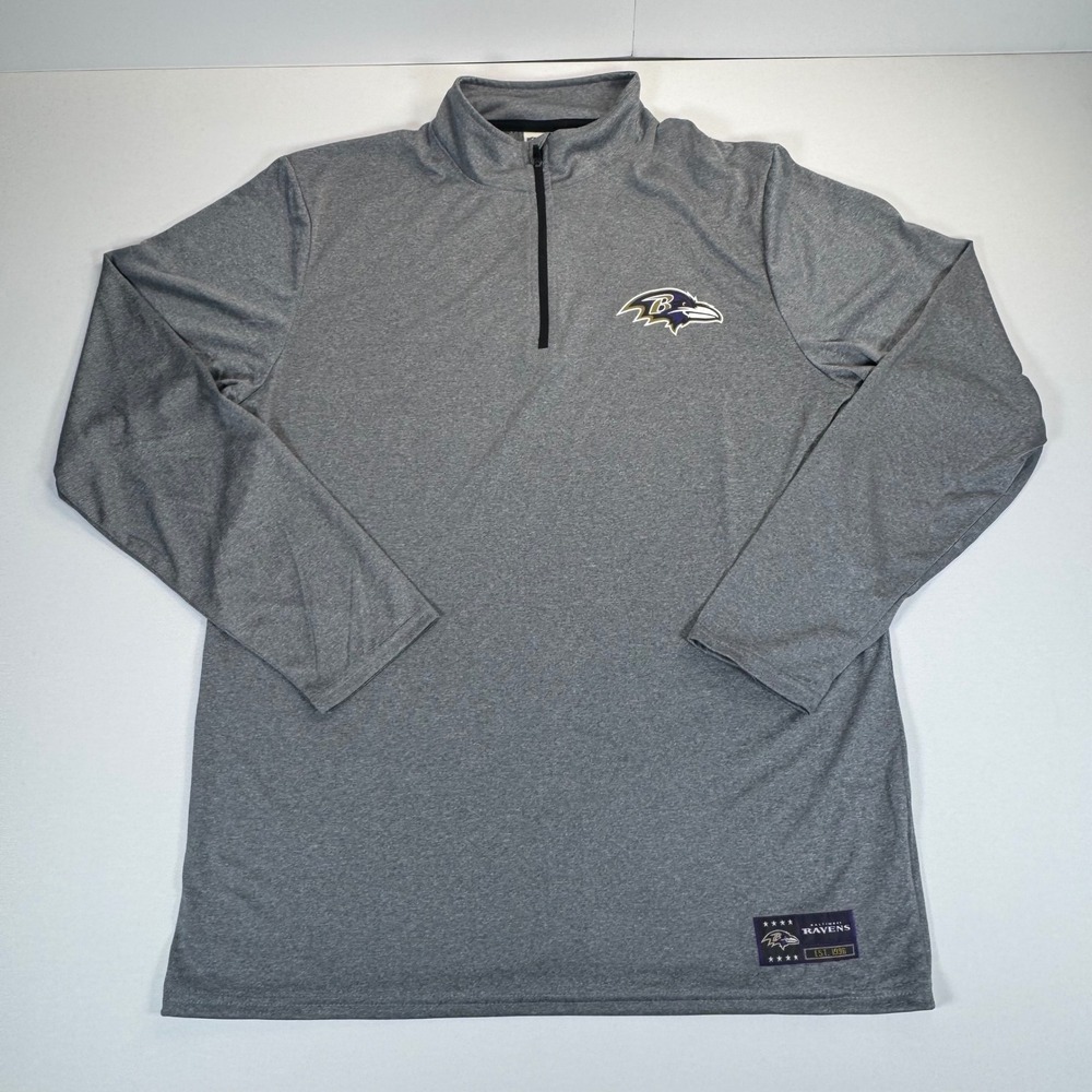NFL Ultra Game Baltimore Ravens Mens Large Gray Quarter Zip Pullover Shirt L
